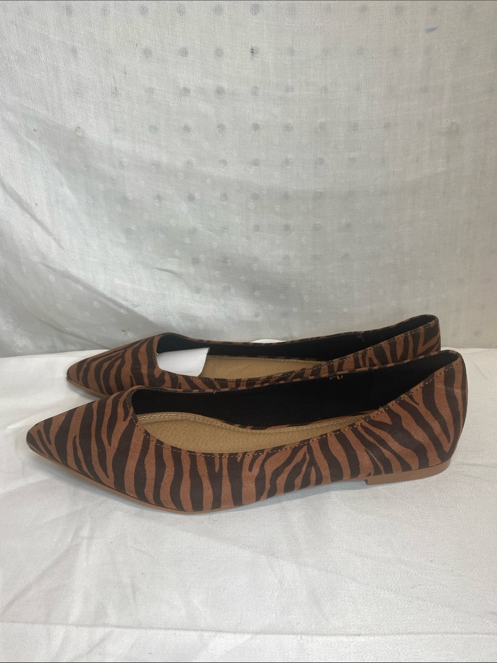 ASOS Brown and Black Zebra-Print Pointed Toe Flats Size 5